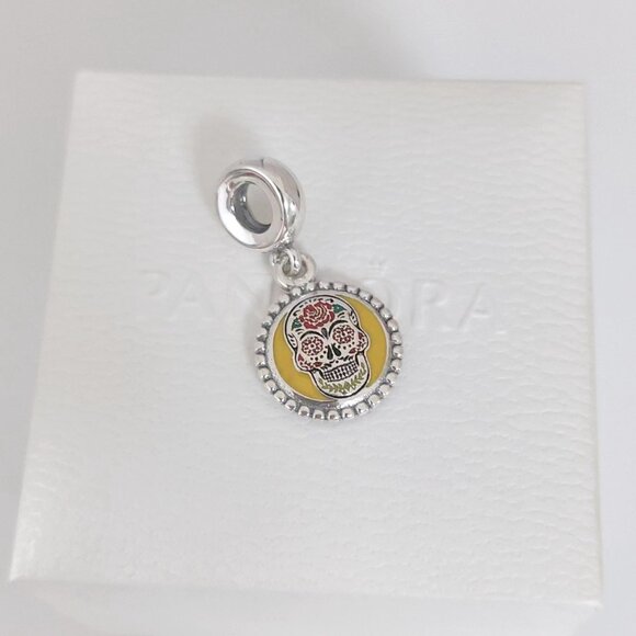 Pandora Mexico Day of the Dead Colorful Skull Dangle Charm S925 Silver with box - Picture 4 of 9